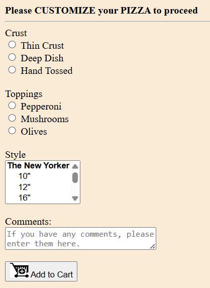 pizza order form